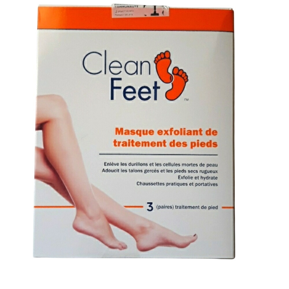 Clean Feet Exfoliating‎ Foot Treatment Mask 3 Pairs Glycolic Acid Callus Remover